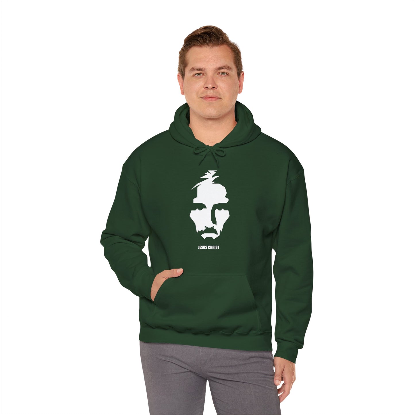 Jesus Portrait Men's Hoodie (Contemporary Logo) - Sweet Baby Jeez Teez