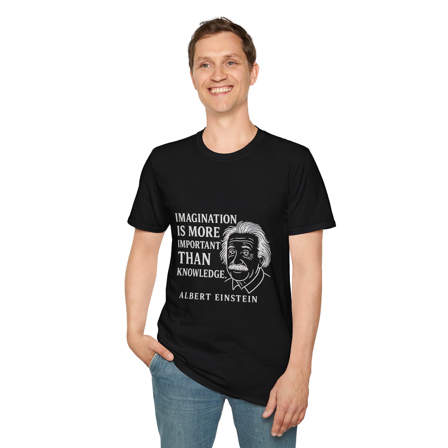 "Imagination" Einstein Quote Unisex Softstyle T-Shirt (IW Logo)