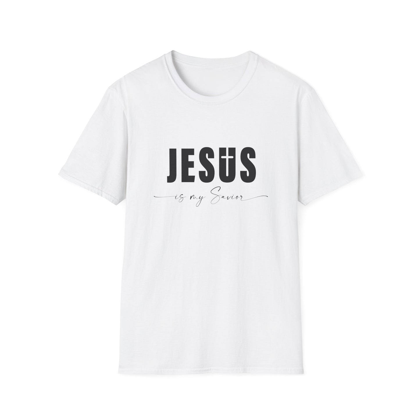 "Jesus is My Savior" Christian Faith Soft T-Shirt (Black Logo)
