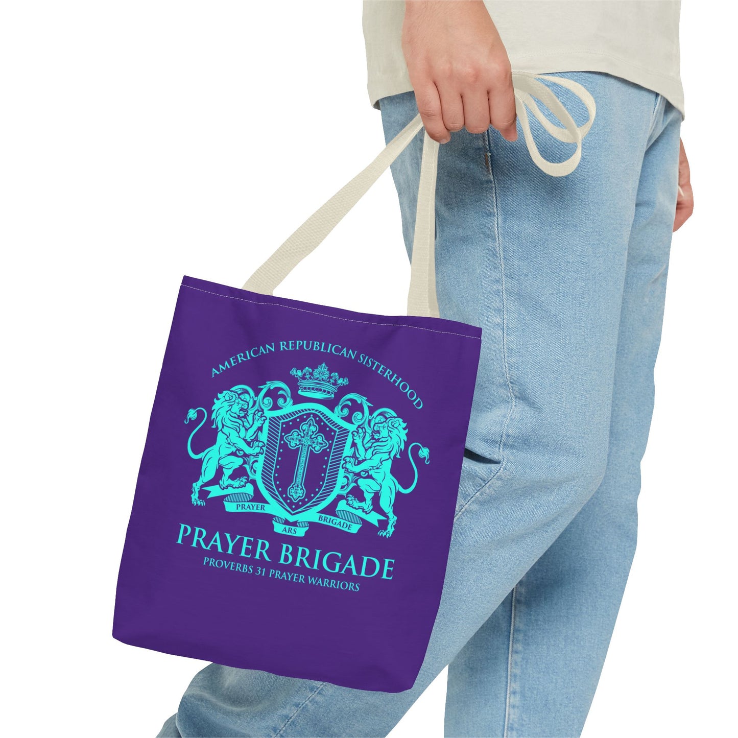 ARS Prayer Brigade Tote Bag (Purple with Aqua Logo)