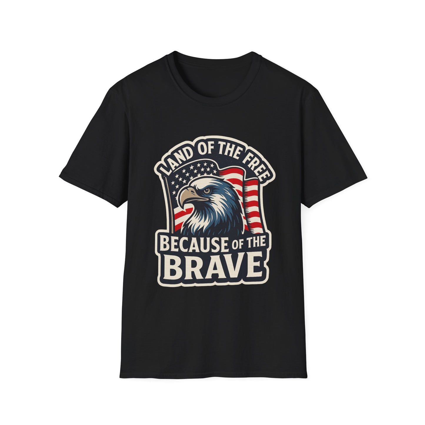 "Land of the Free" Patriotic Eagle Softstyle T-Shirt (American Flag)