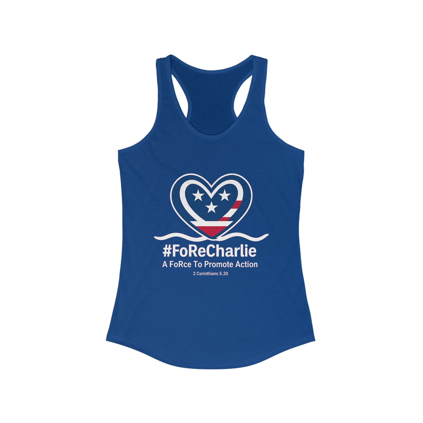 "FoRe Charlie" Ambassador Pageant Memorial Racerback Tanktop for Charlie (White Heart Logo)