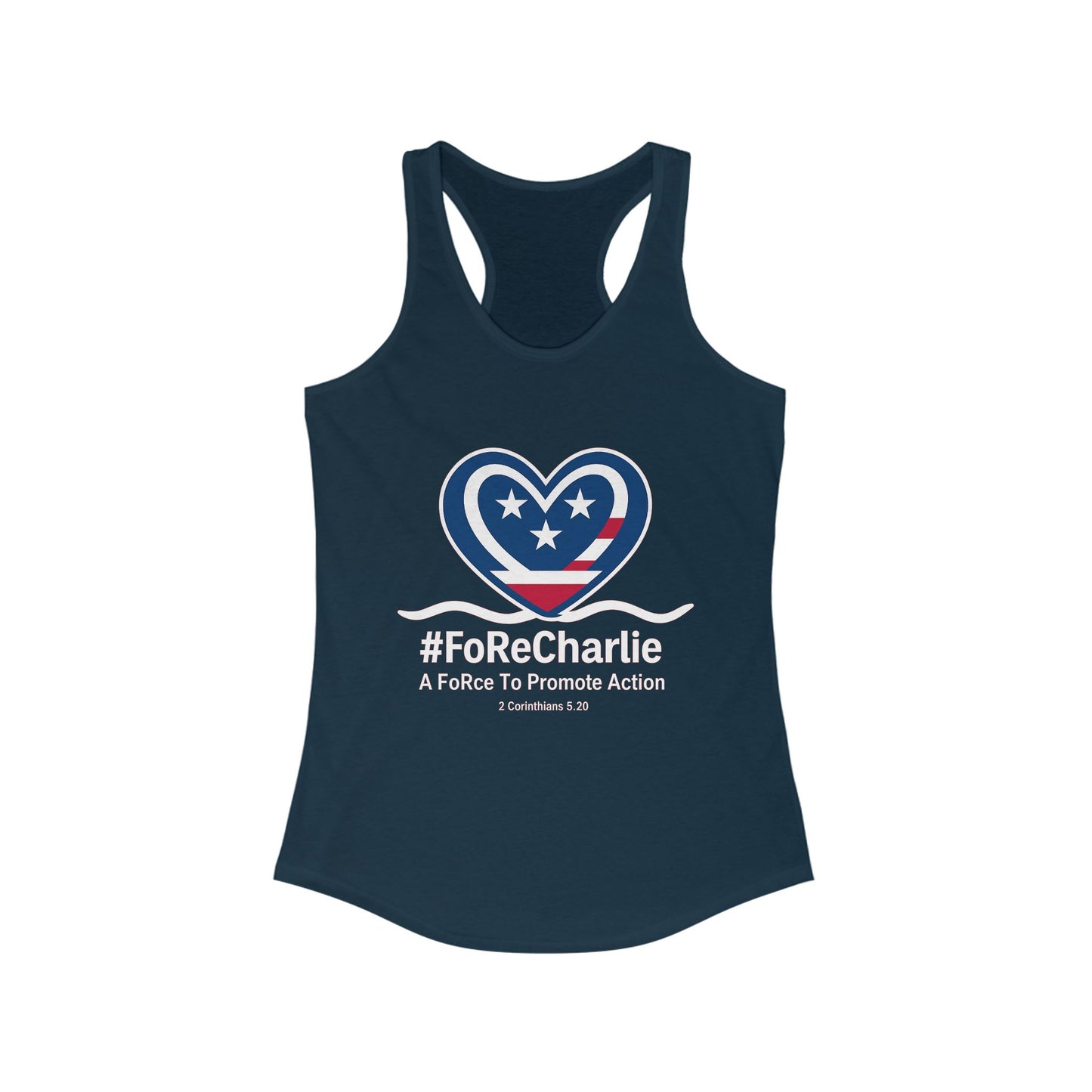 "FoRe Charlie" Ambassador Pageant Memorial Racerback Tanktop for Charlie (White Heart Logo)