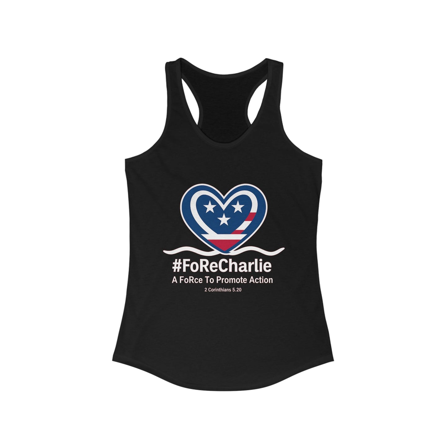 "FoRe Charlie" Ambassador Pageant Memorial Racerback Tanktop for Charlie (White Heart Logo)