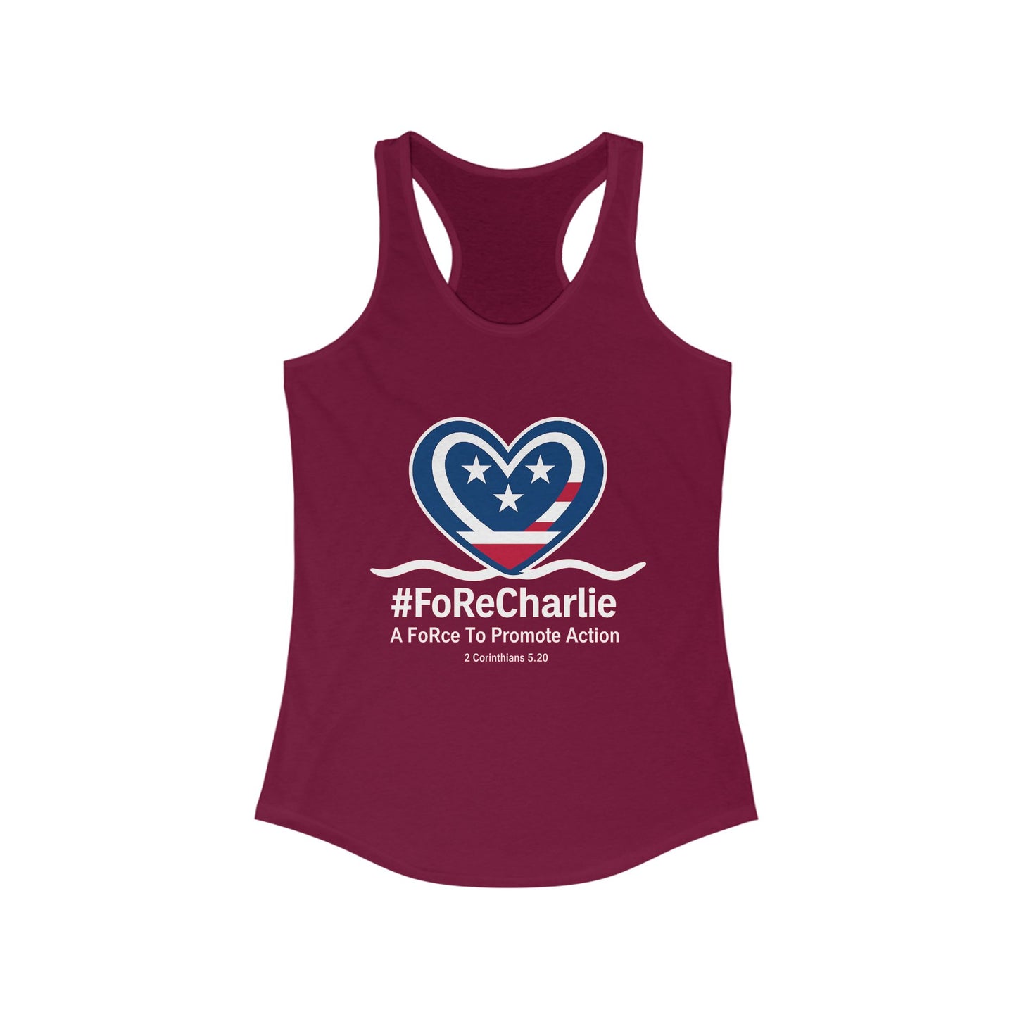 "FoRe Charlie" Ambassador Pageant Memorial Racerback Tanktop for Charlie (White Heart Logo)