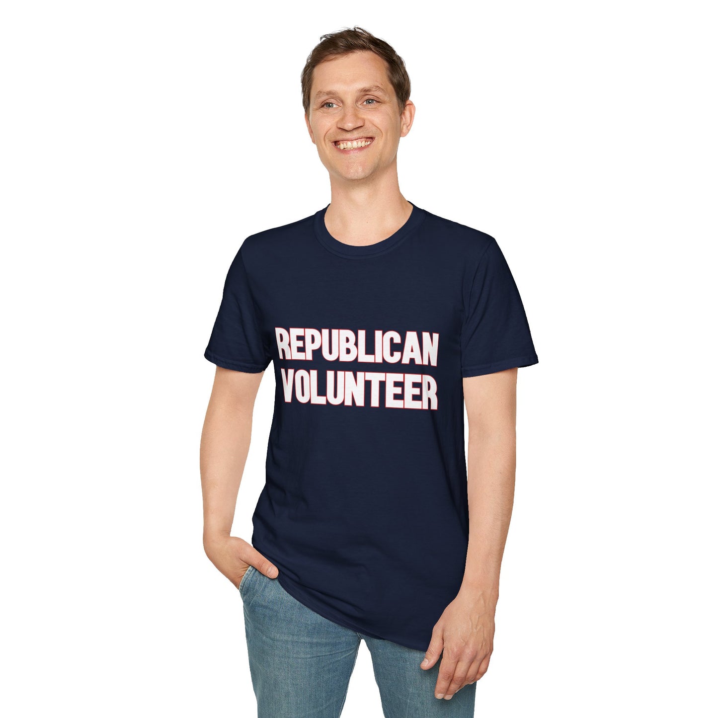 Republican Volunteer Unisex Tshirt (White/Red Logo) - Sweet Baby Jeez Teez