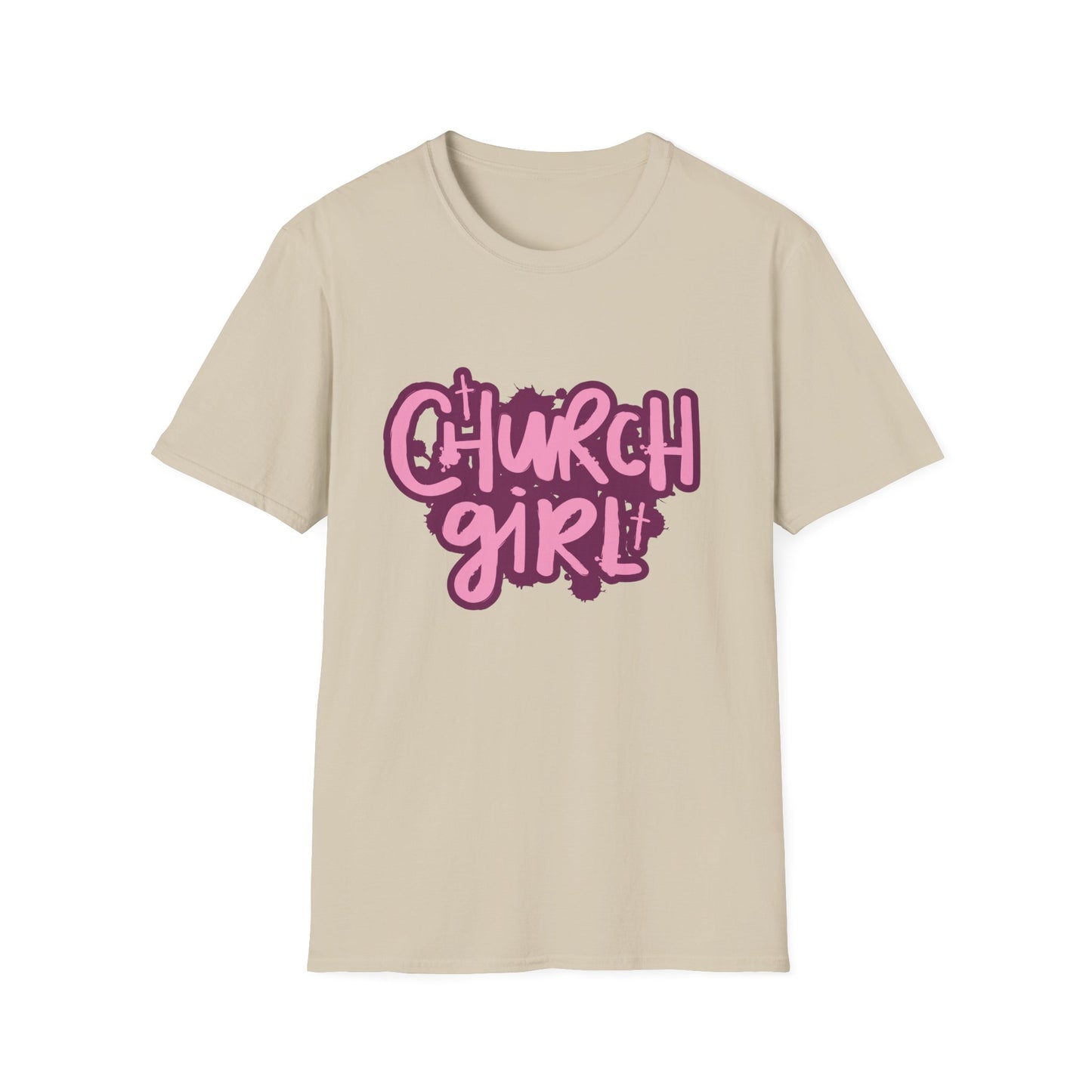 Church Girl Women's Relaxed/Fitted Tshirt (Pinks Logo) - Sweet Baby Jeez Teez