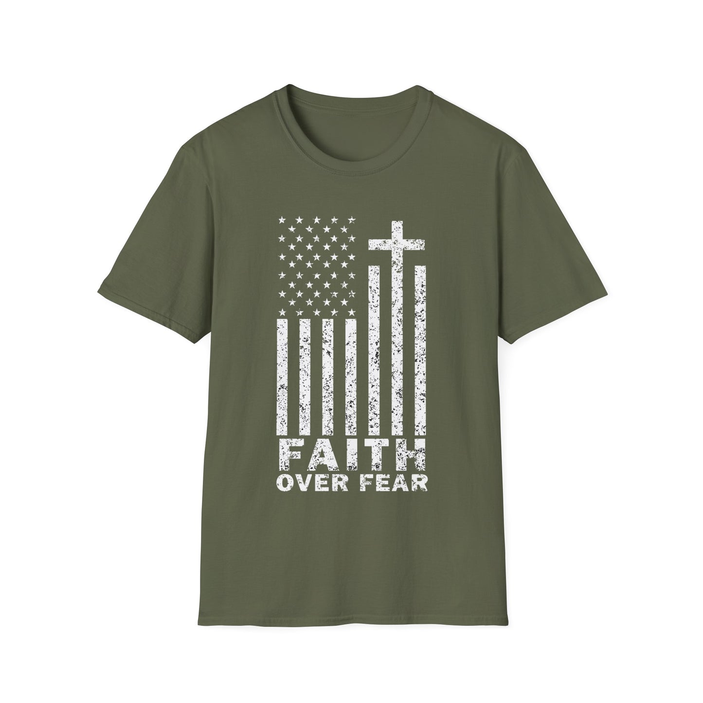 Faith Flag Men's Tshirt (White Logo)