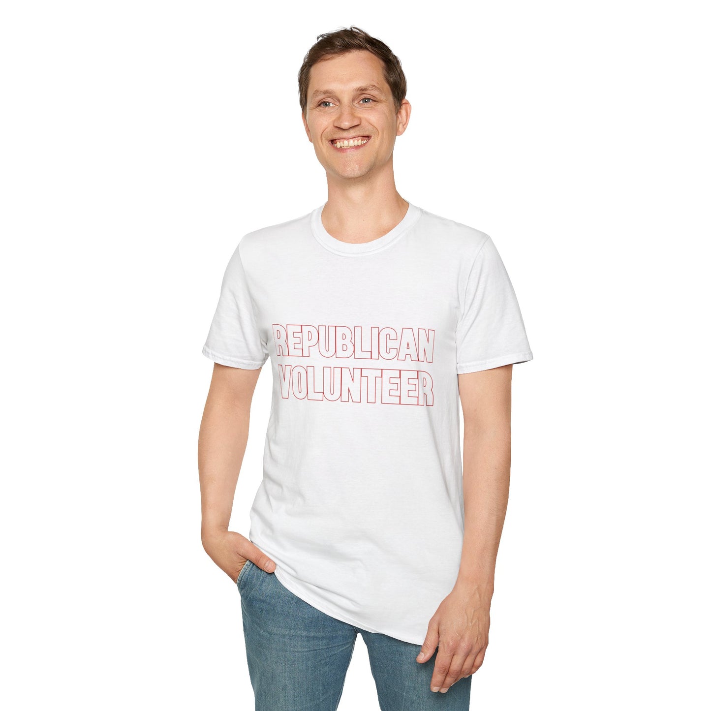 Republican Volunteer Unisex Tshirt (White/Red Logo) - Sweet Baby Jeez Teez