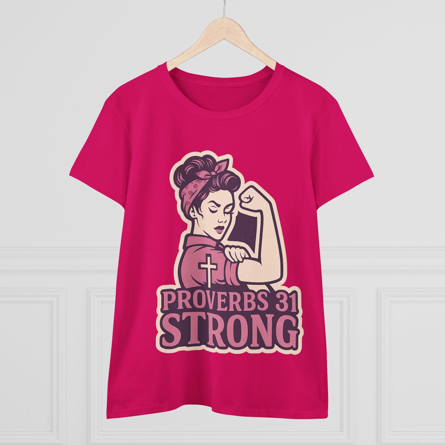 Proverbs 31 Strong Christian Women's Empowering Midweight T-Shirt