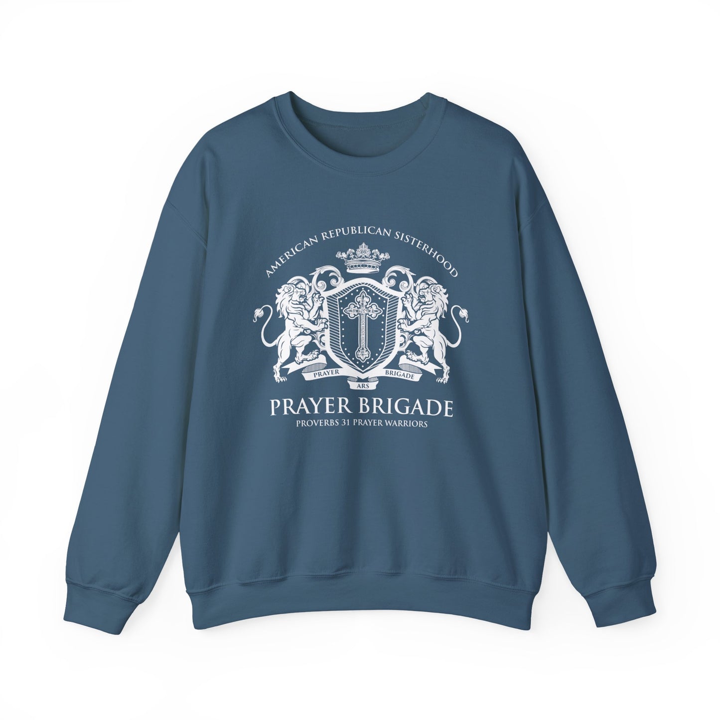 Prayer Brigade Relaxed Sweatshirt - Scripture Inspired Design (White Logo)