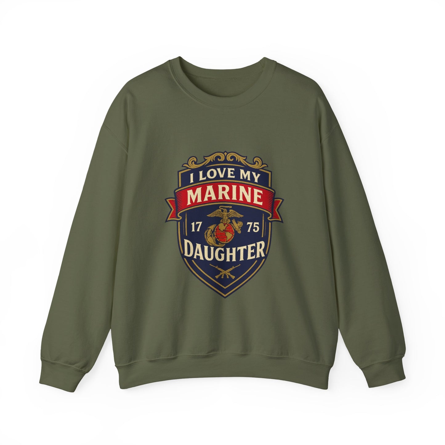"I Love My Marine Daughter" Patriotic Crewneck Sweatshirt for Marine Military Parents