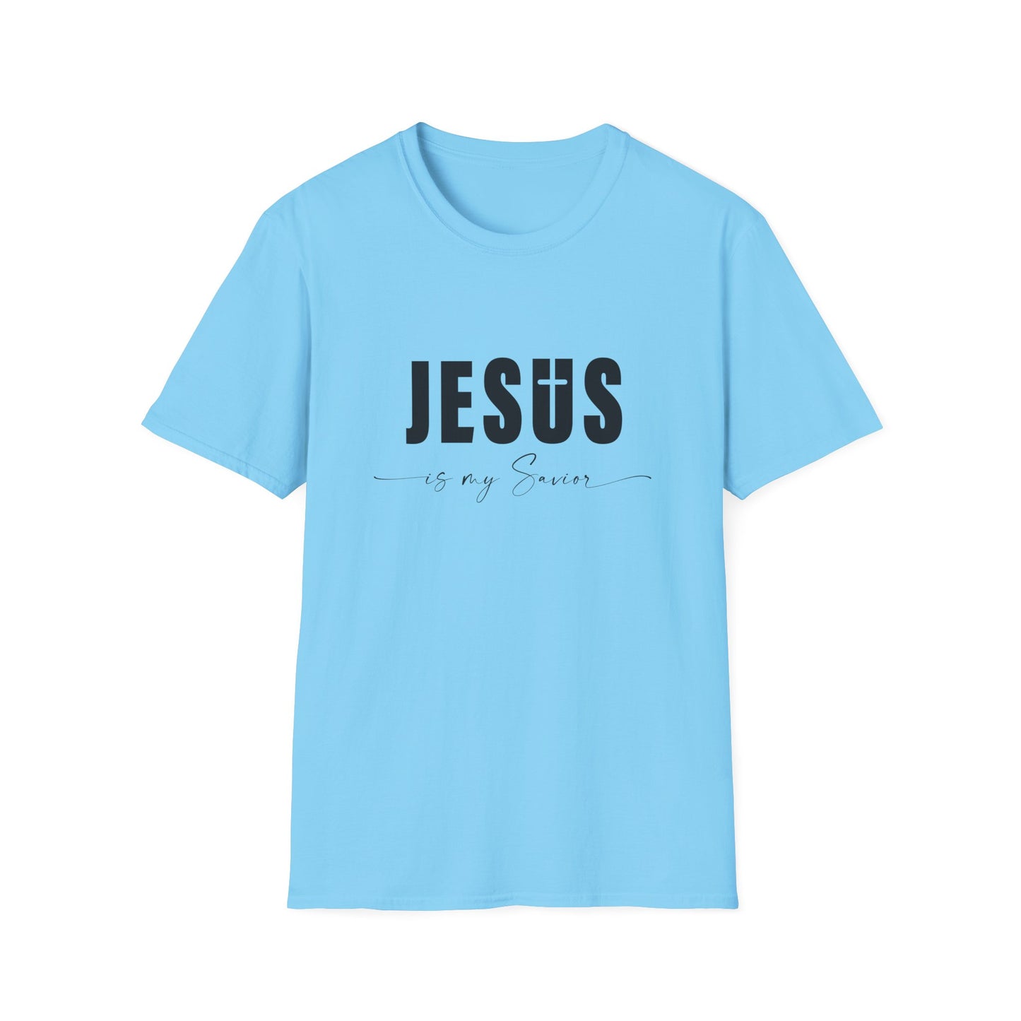 "Jesus is My Savior" Christian Faith Soft T-Shirt (Black Logo)