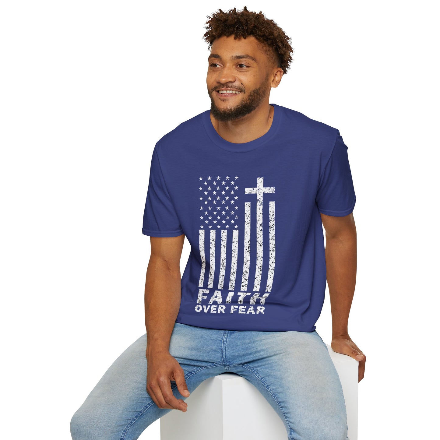 Faith Flag Men's Tshirt (White Logo)