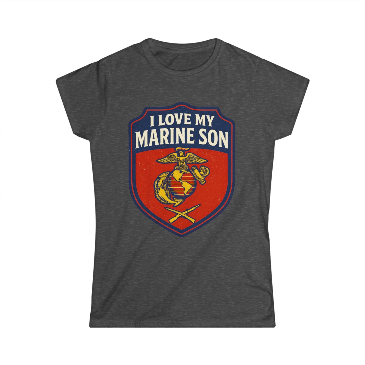 "I Love My Marine Son" Patriotic Women's Fitted T-Shirt for Marine Military Mom