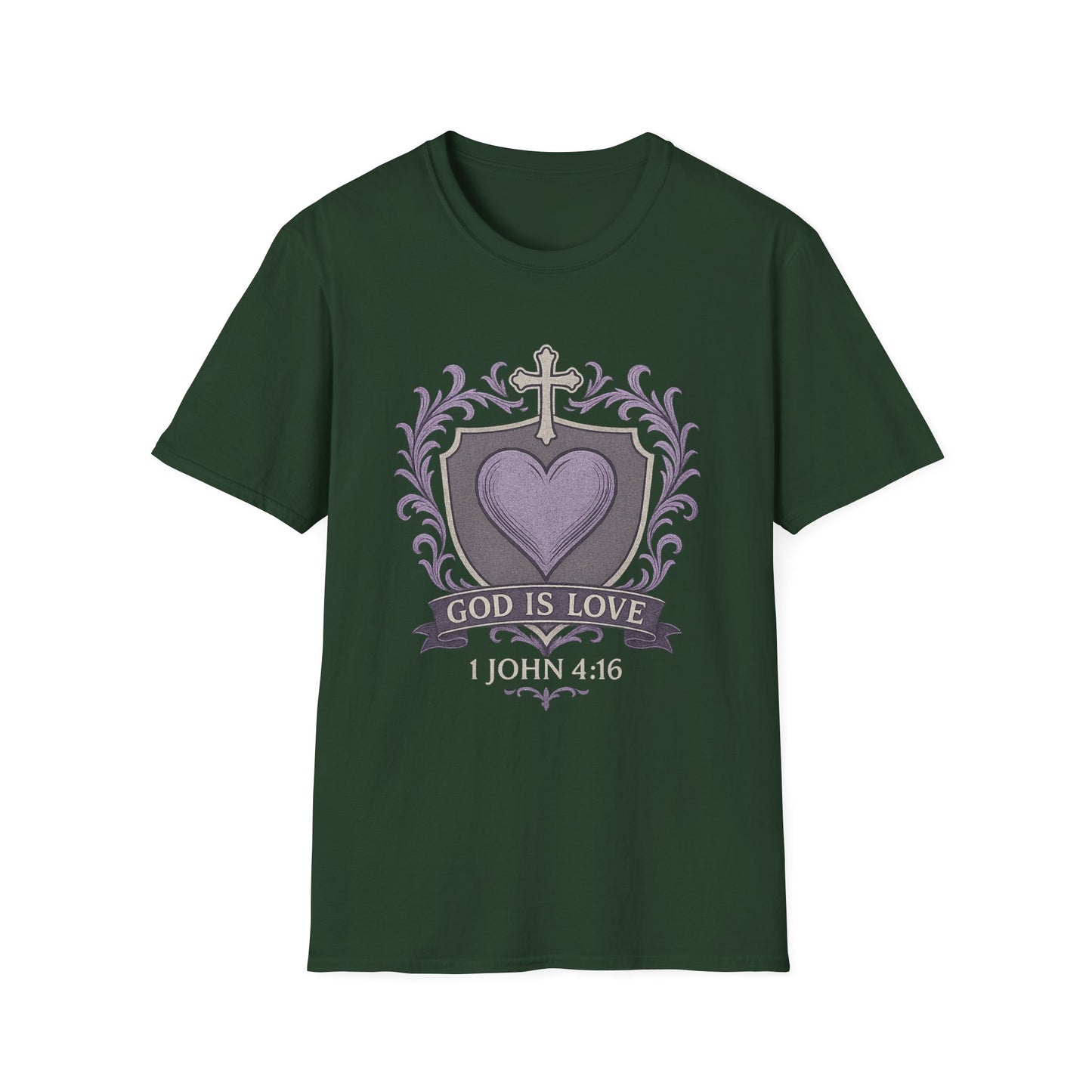 God Is Love Women's Bible Verse Inspirational Christian Tshirt (Faded Logo)