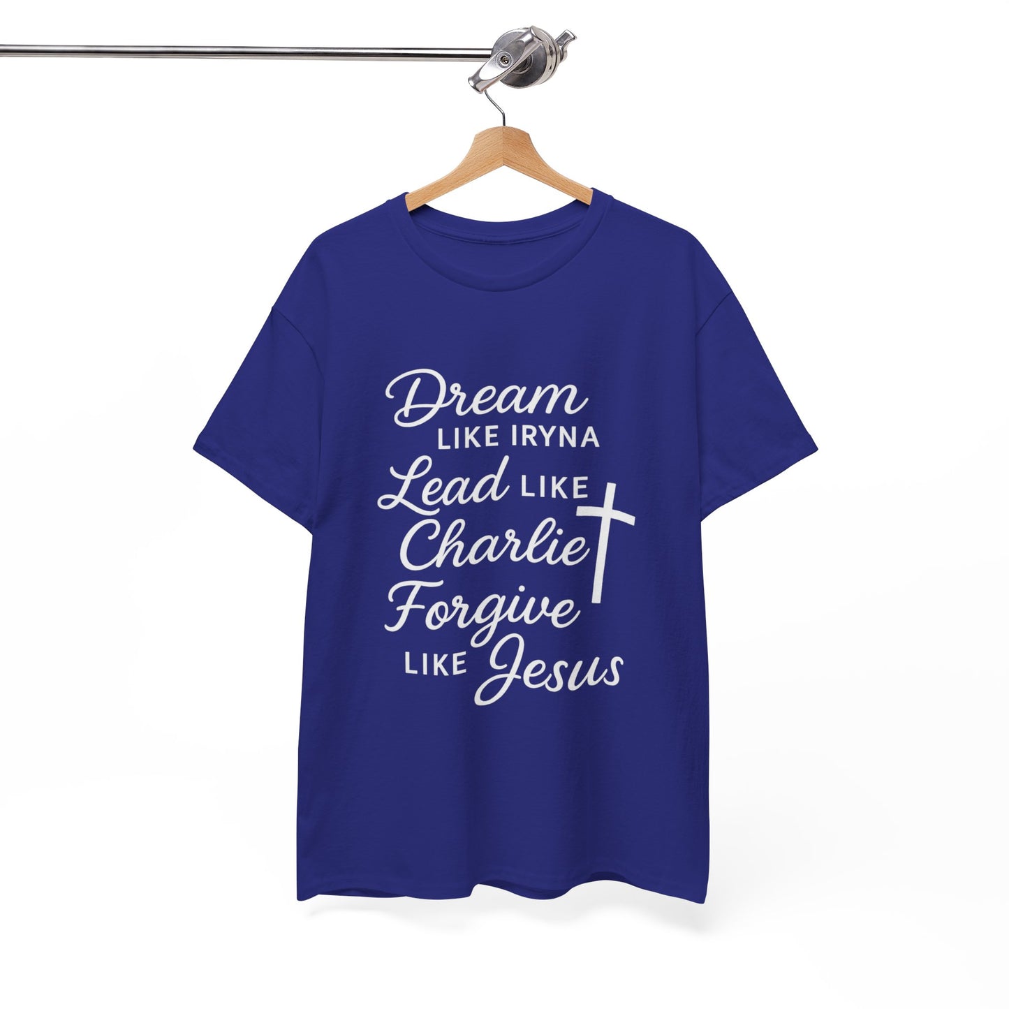 Dream, Lead, Forgive Women's Relaxed Heavy Cotton Tshirt (White Logo)