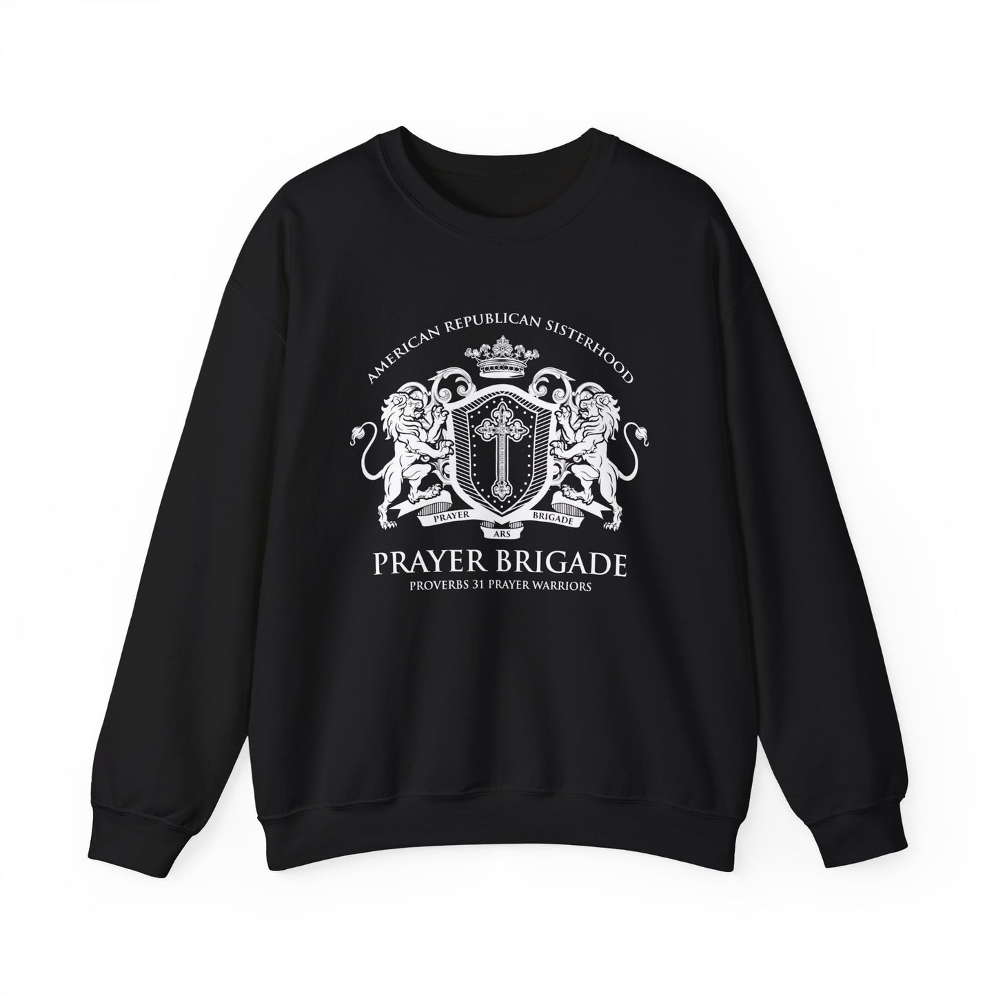 Prayer Brigade Relaxed Sweatshirt - Scripture Inspired Design (White Logo)