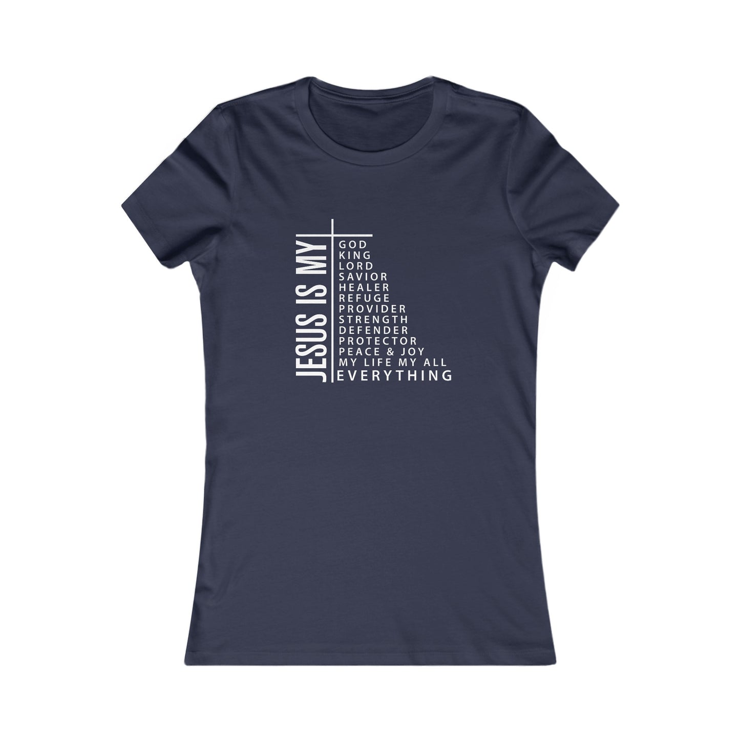 Jesus is My Women's Fitted Tshirt (White Logo) - Sweet Baby Jeez Teez