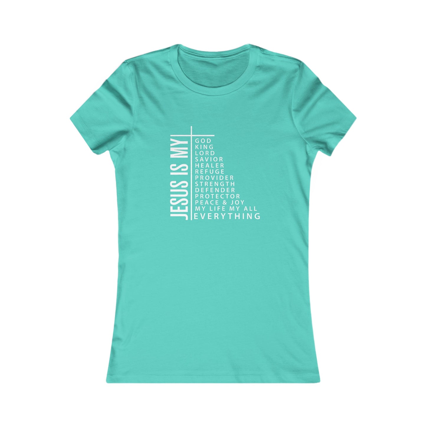 Jesus is My Women's Fitted Tshirt (White Logo) - Sweet Baby Jeez Teez