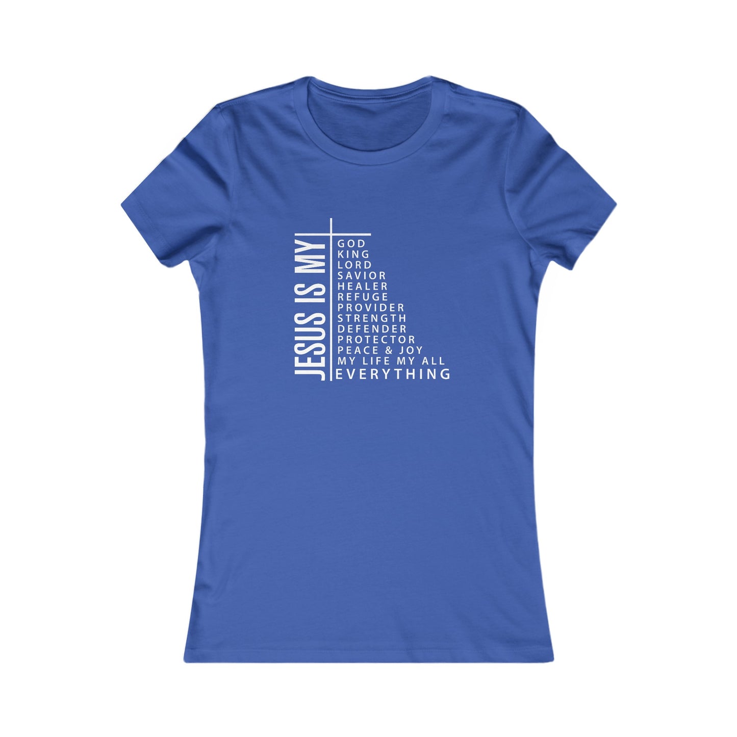 Jesus is My Women's Fitted Tshirt (White Logo) - Sweet Baby Jeez Teez