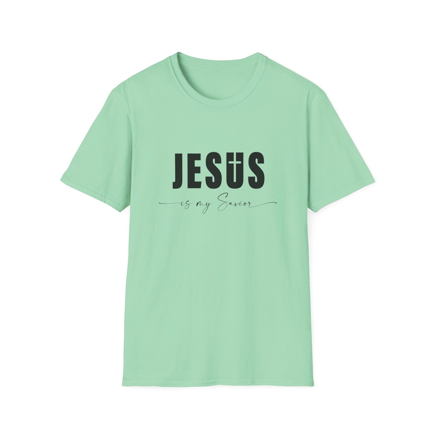 "Jesus is My Savior" Christian Faith Soft T-Shirt (Black Logo)