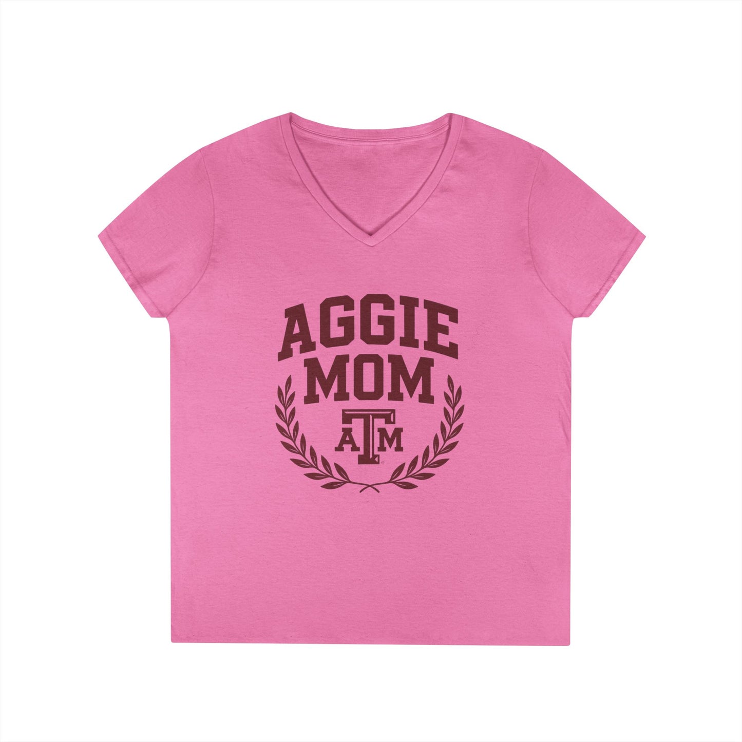 Aggie Mom Texas A&M Women's Semi-Fitted V-Neck T-Shirt - Sweet Baby Jeez Teez