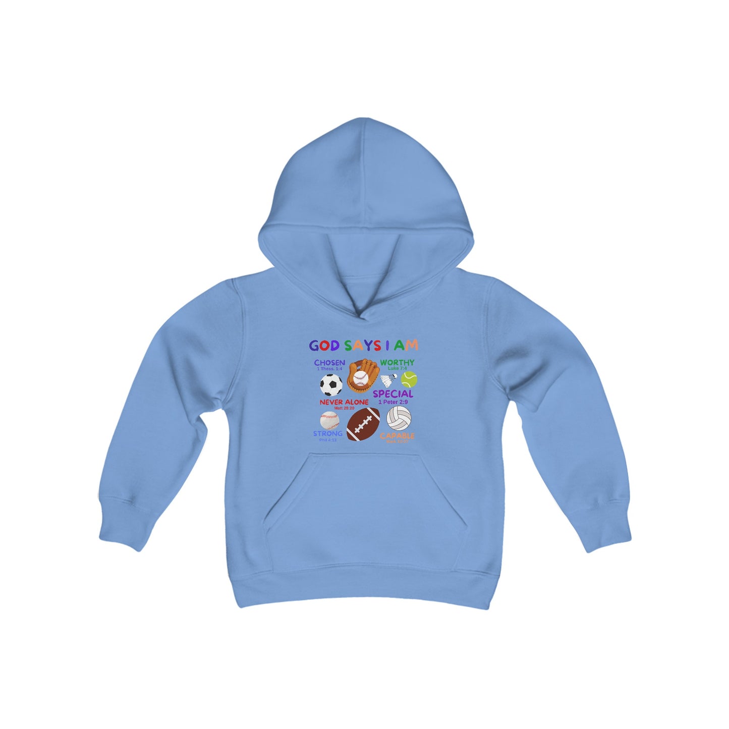 God Says I am Boys Hoodie (Sports Logo) - Sweet Baby Jeez Teez