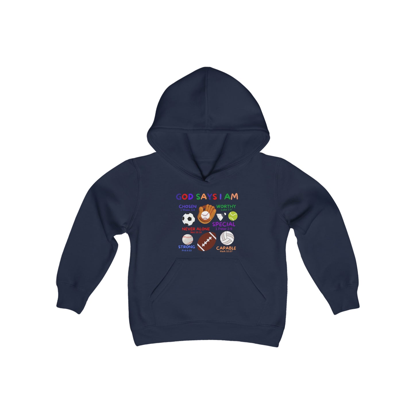 God Says I am Boys Hoodie (Sports Logo) - Sweet Baby Jeez Teez