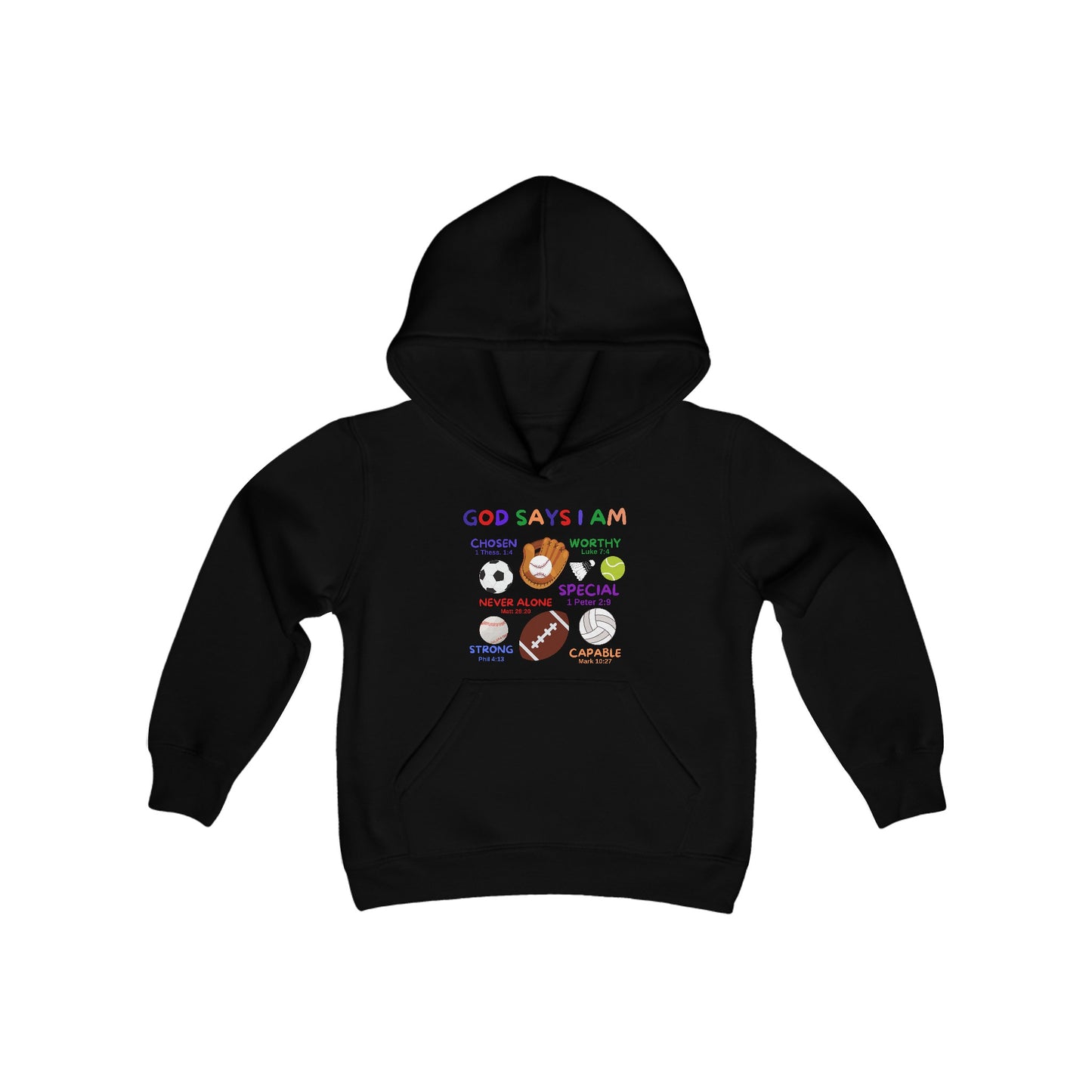 God Says I am Boys Hoodie (Sports Logo) - Sweet Baby Jeez Teez