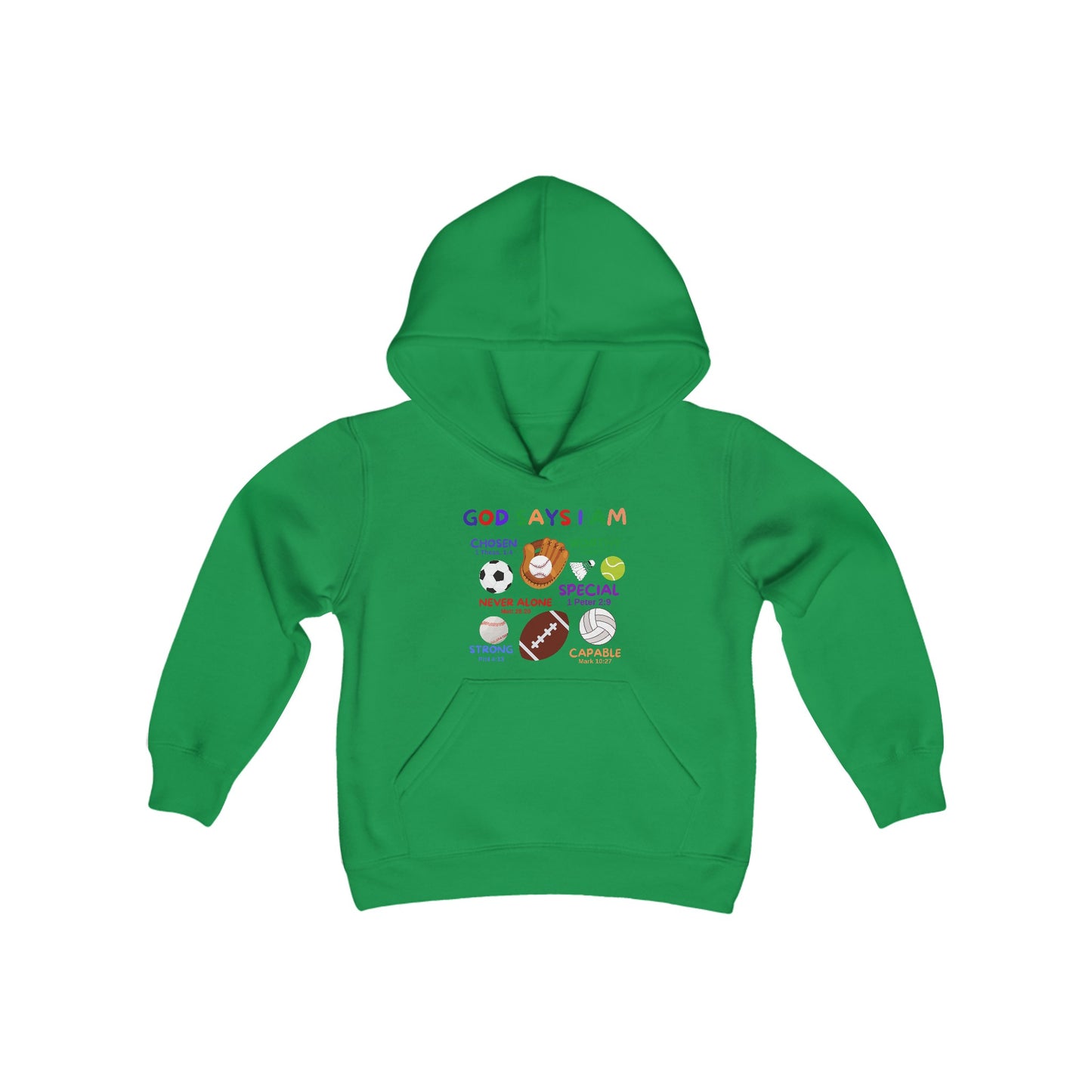 God Says I am Boys Hoodie (Sports Logo) - Sweet Baby Jeez Teez