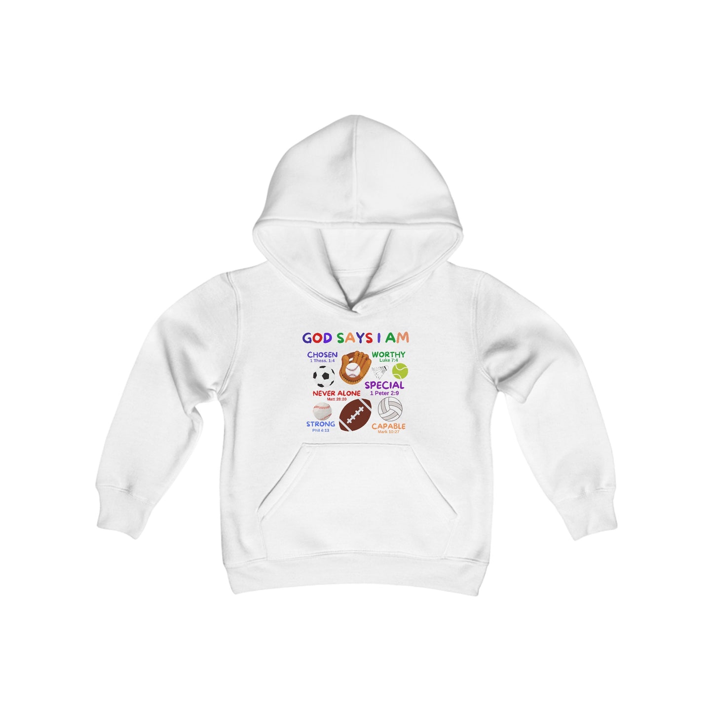God Says I am Boys Hoodie (Sports Logo) - Sweet Baby Jeez Teez