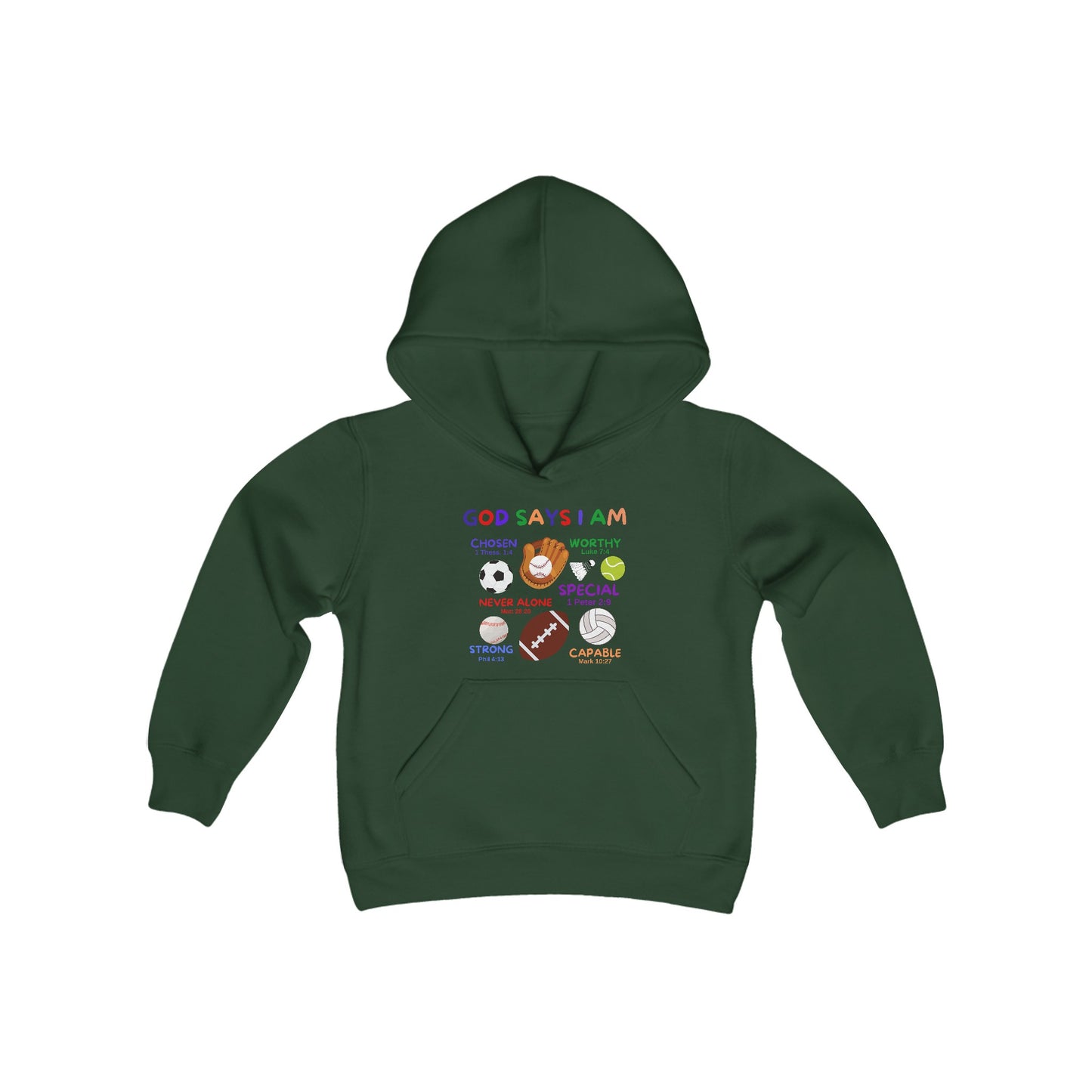 God Says I am Boys Hoodie (Sports Logo) - Sweet Baby Jeez Teez