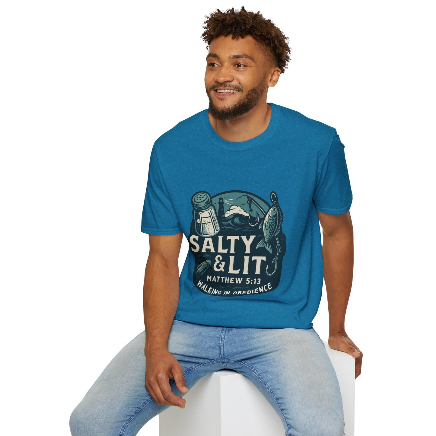 'Salty & Lit" Matthew 5:13 Bible Verse Christian Softstyle Tshirt