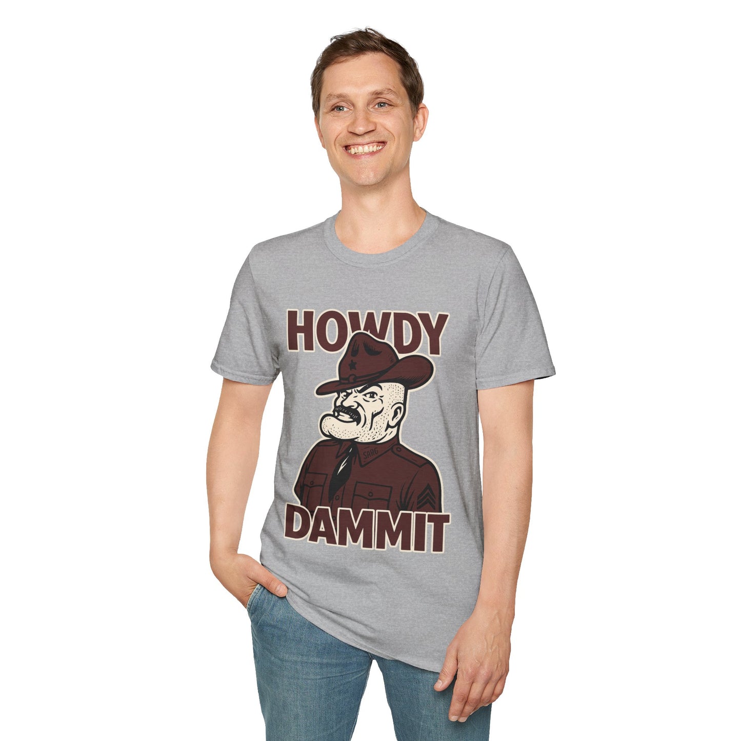 Howdy Dammit Men's Tshirt (Aggie - Old Sarge Logo)