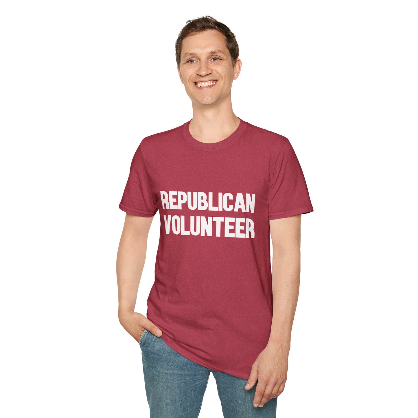 Republican Volunteer Unisex Tshirt (White/Red Logo) - Sweet Baby Jeez Teez