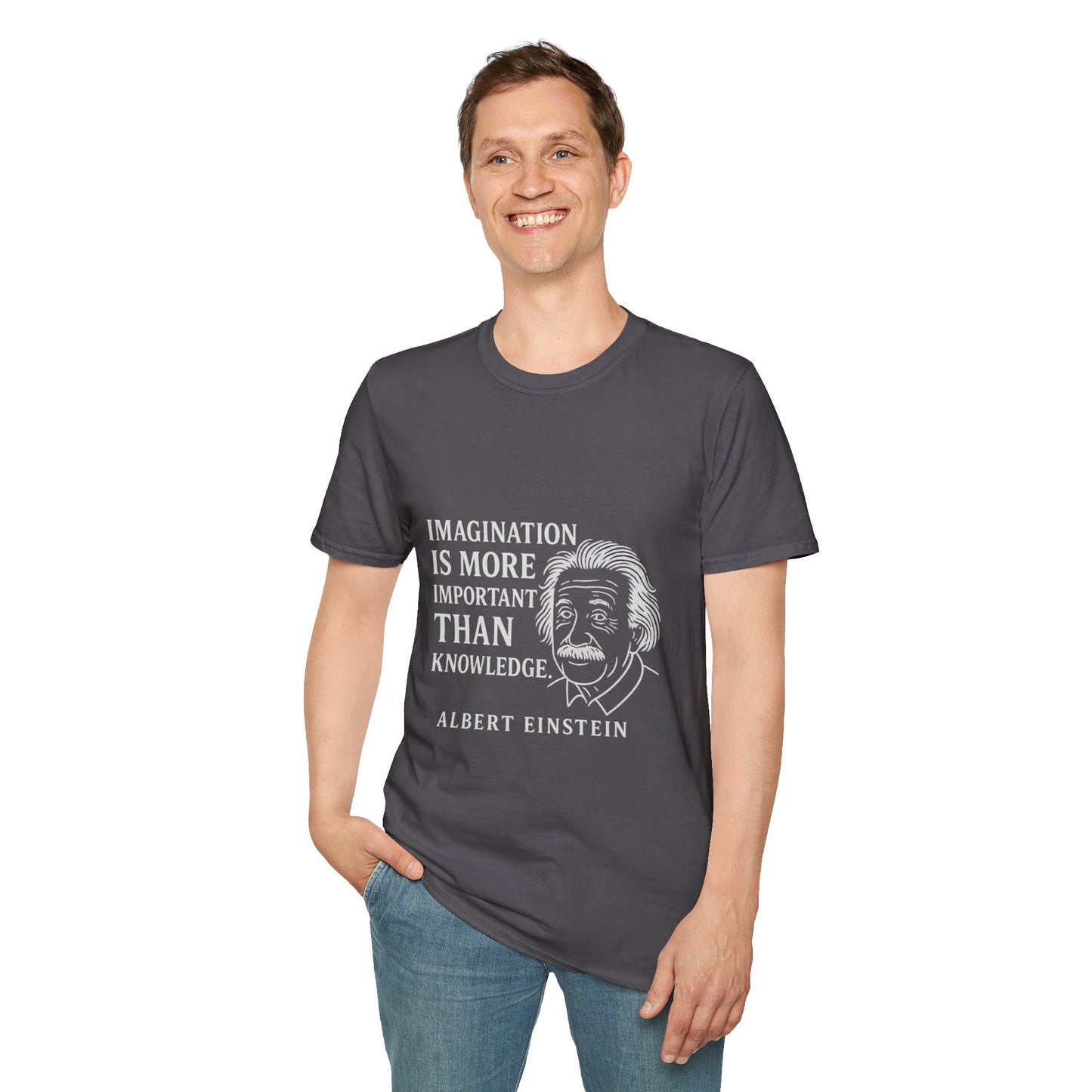 "Imagination" Einstein Quote Unisex Softstyle T-Shirt (IW Logo)