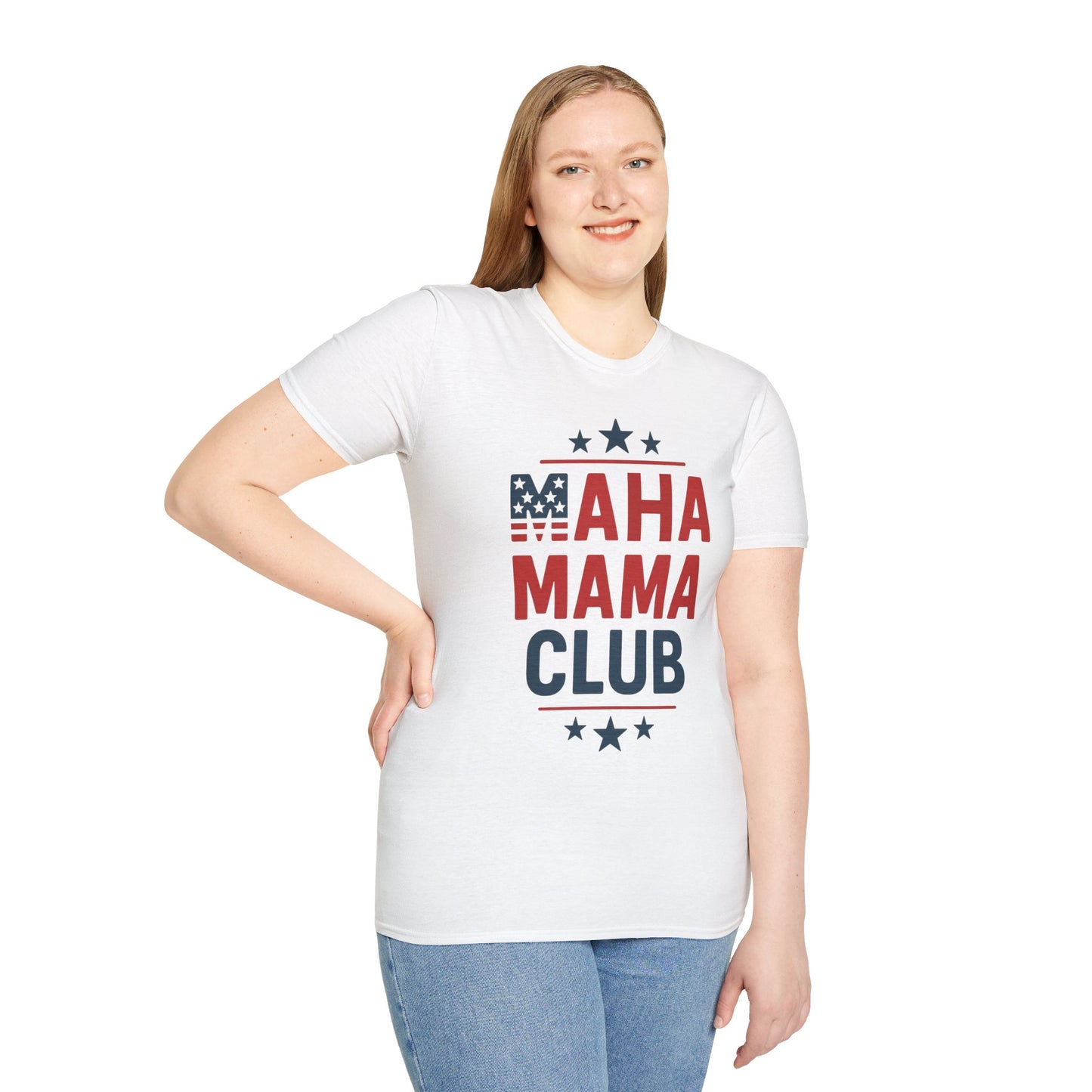 "MAHA MAMA CLUB" Women's Relaxed Tshirt (White) - Sweet Baby Jeez Teez