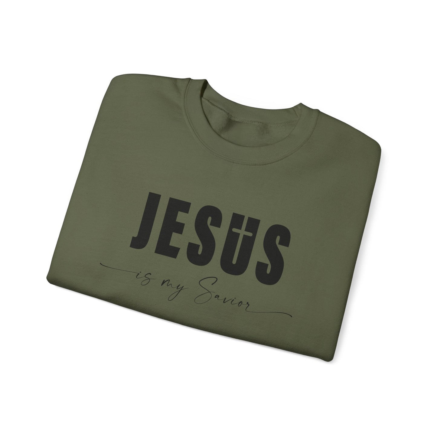 "Jesus is My Savior" Christian Faith Sweatshirt (Black Logo)