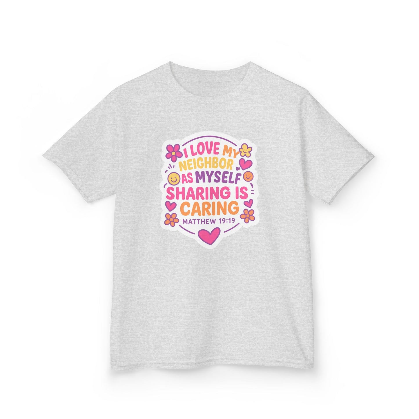"Love My Neighbor" Sharing is Caring Christian Girl's Bible Verse Tshirt