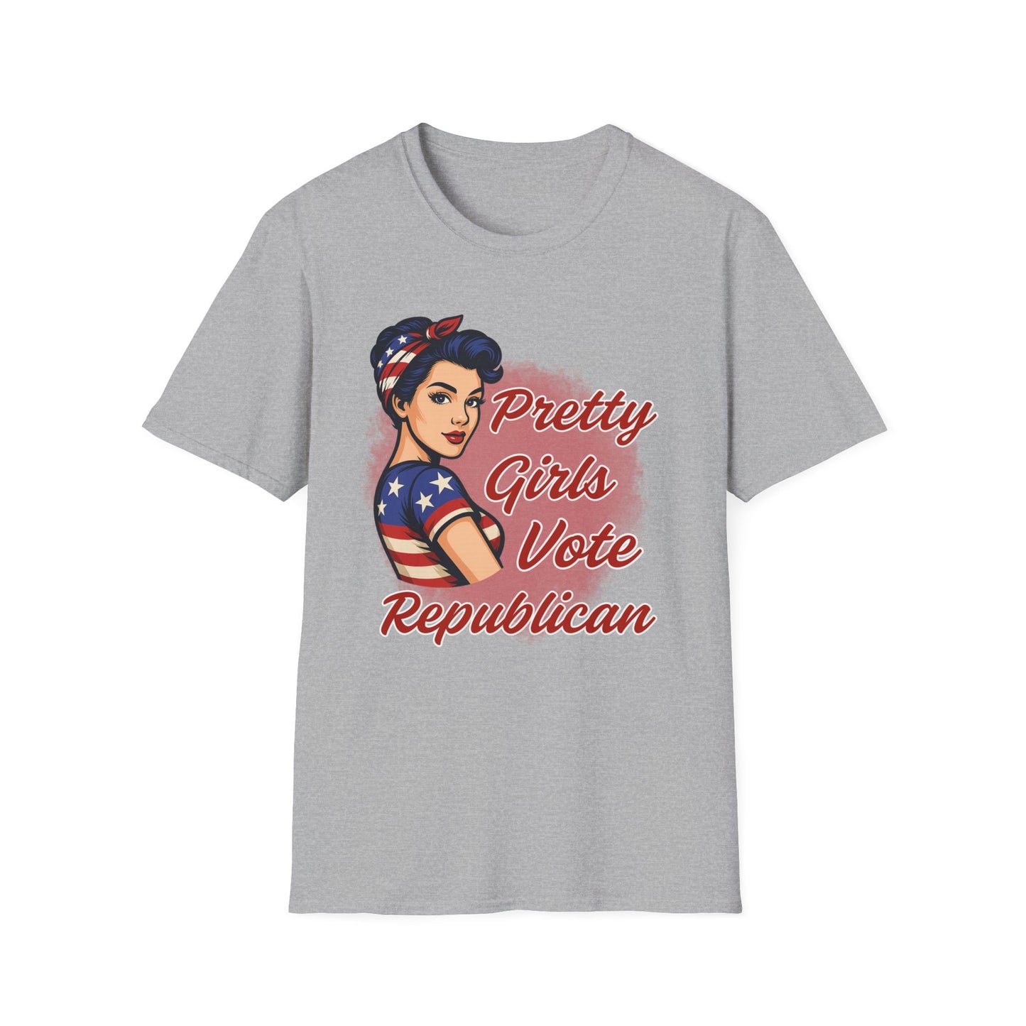 "Pretty Girls Vote Republican" Empowered Women Softstyle T-Shirt Tee (Brunette)