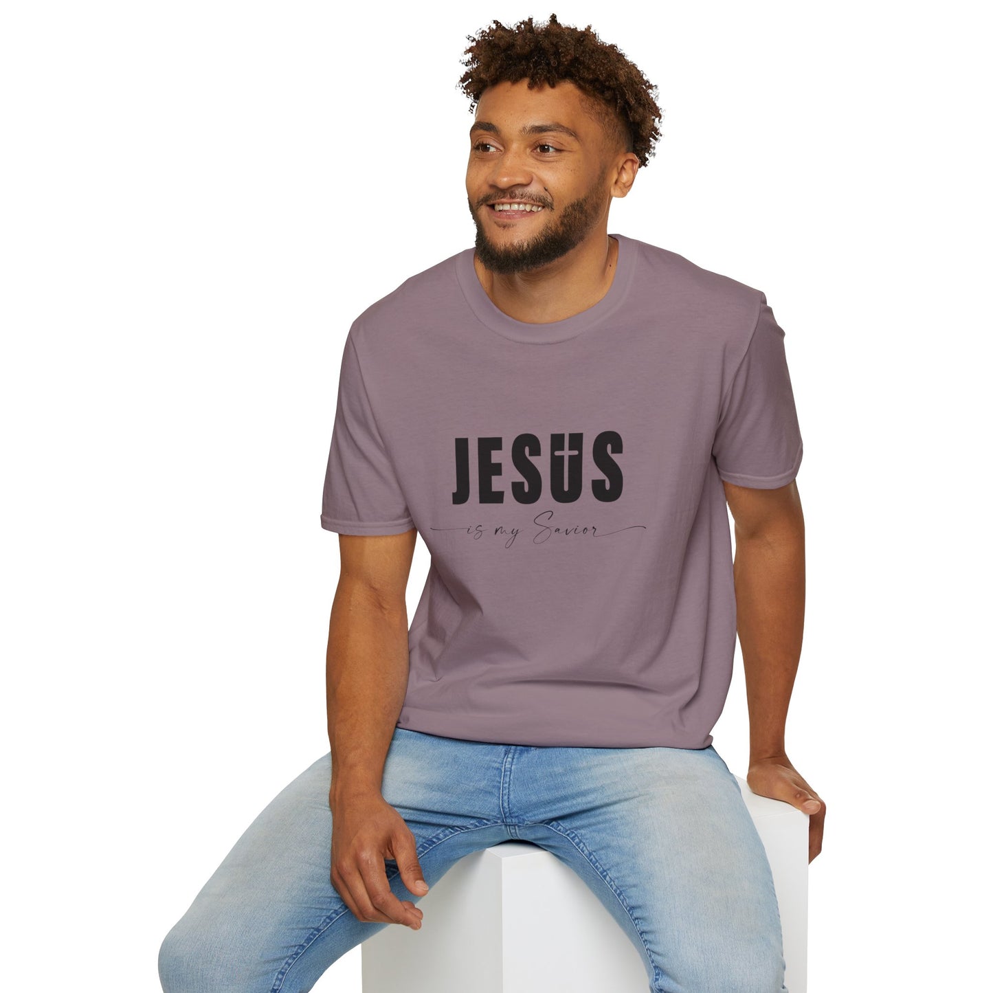 "Jesus is My Savior" Christian Faith Soft T-Shirt (Black Logo)