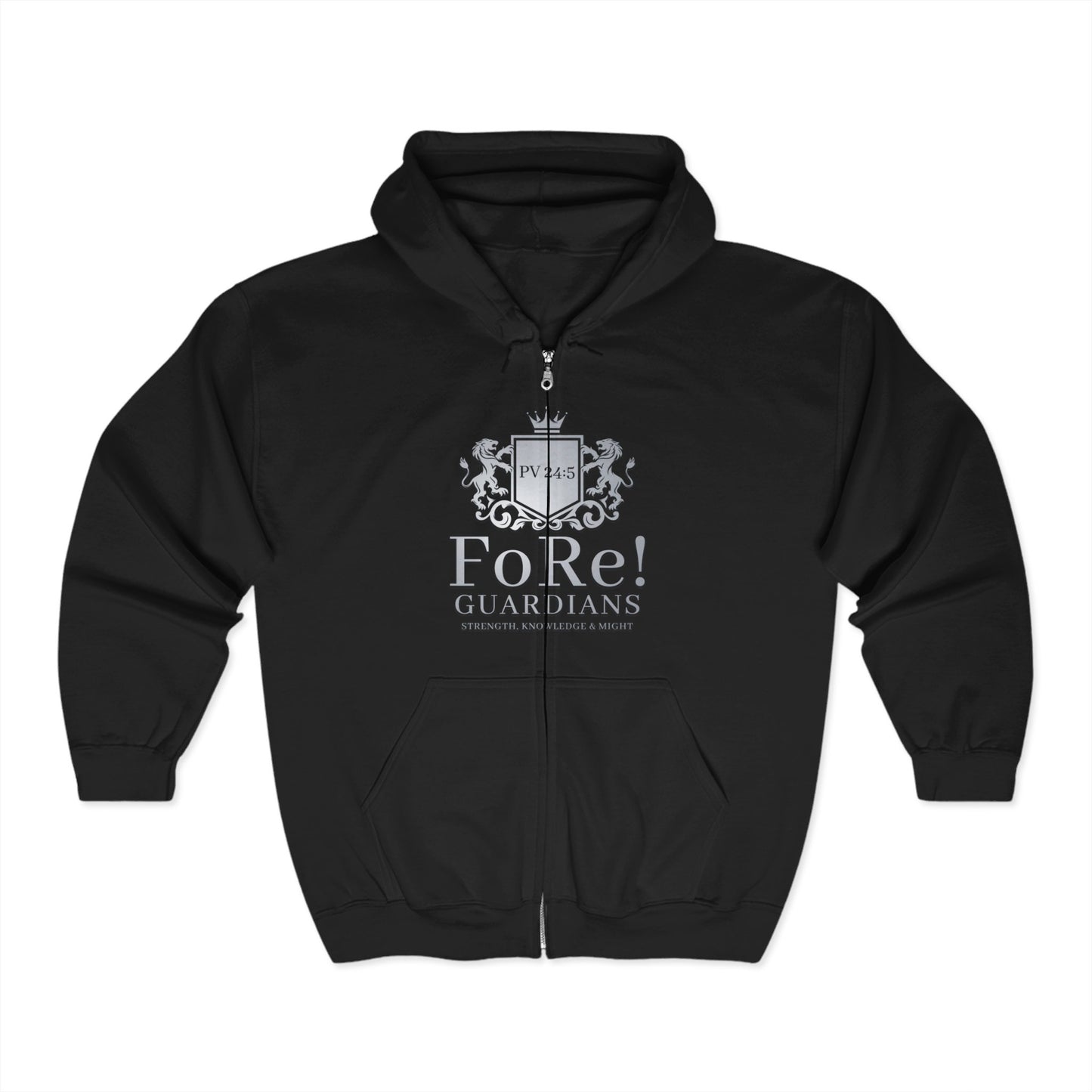 FoRe! Guardians Unisex Full Zip Hoodie - Strong, Knowledge & Might