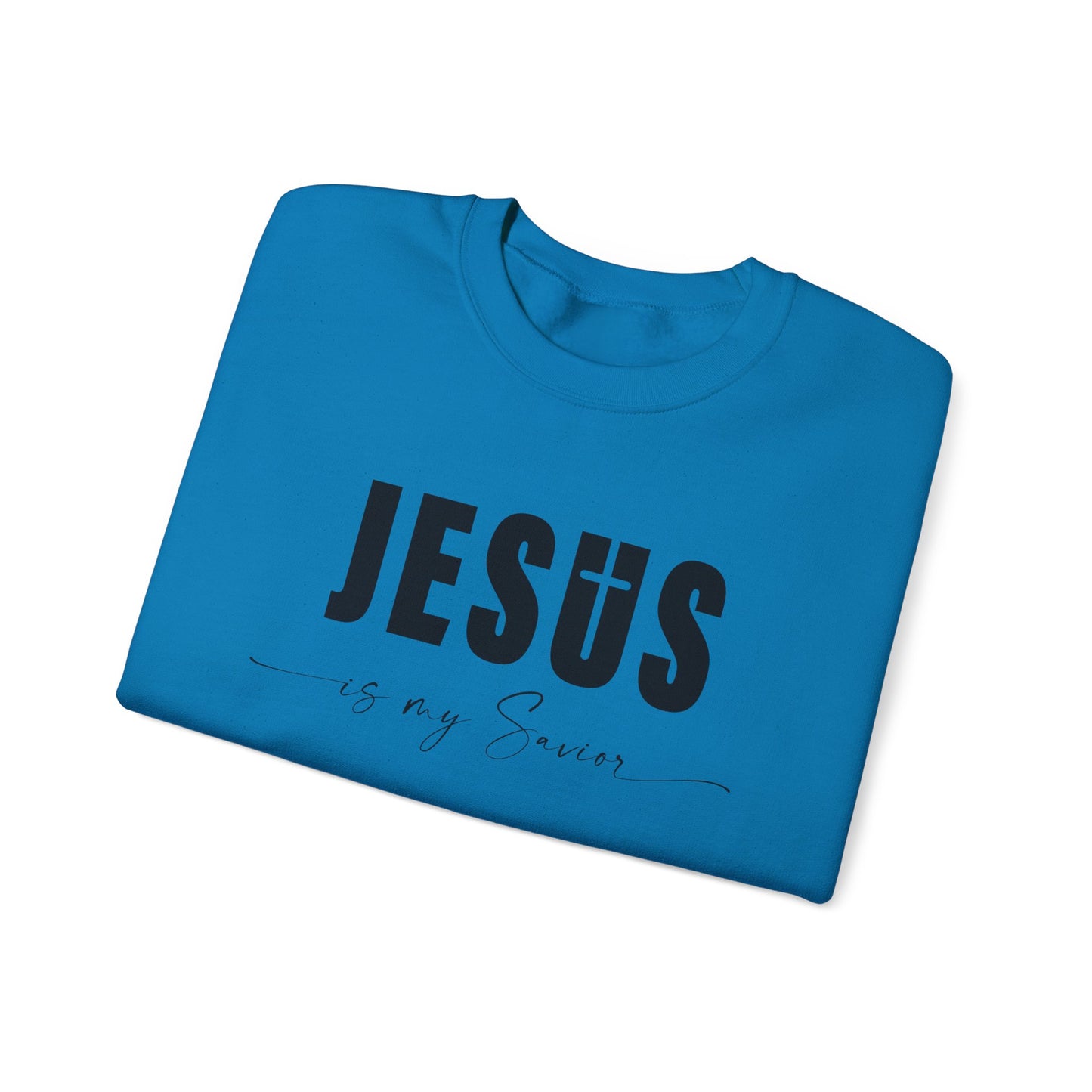 "Jesus is My Savior" Christian Faith Sweatshirt (Black Logo)