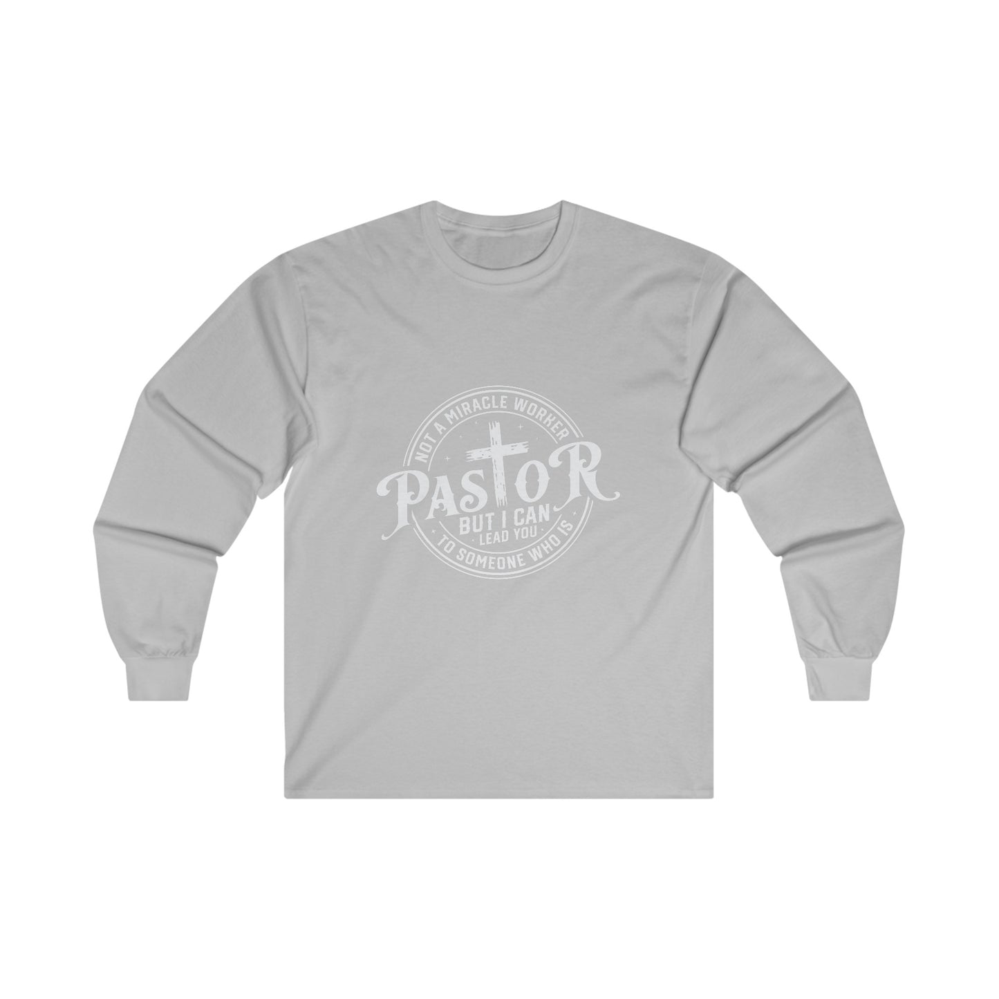 Pastor Men's Long Sleeve Tshirt (White Logo) - Sweet Baby Jeez Teez