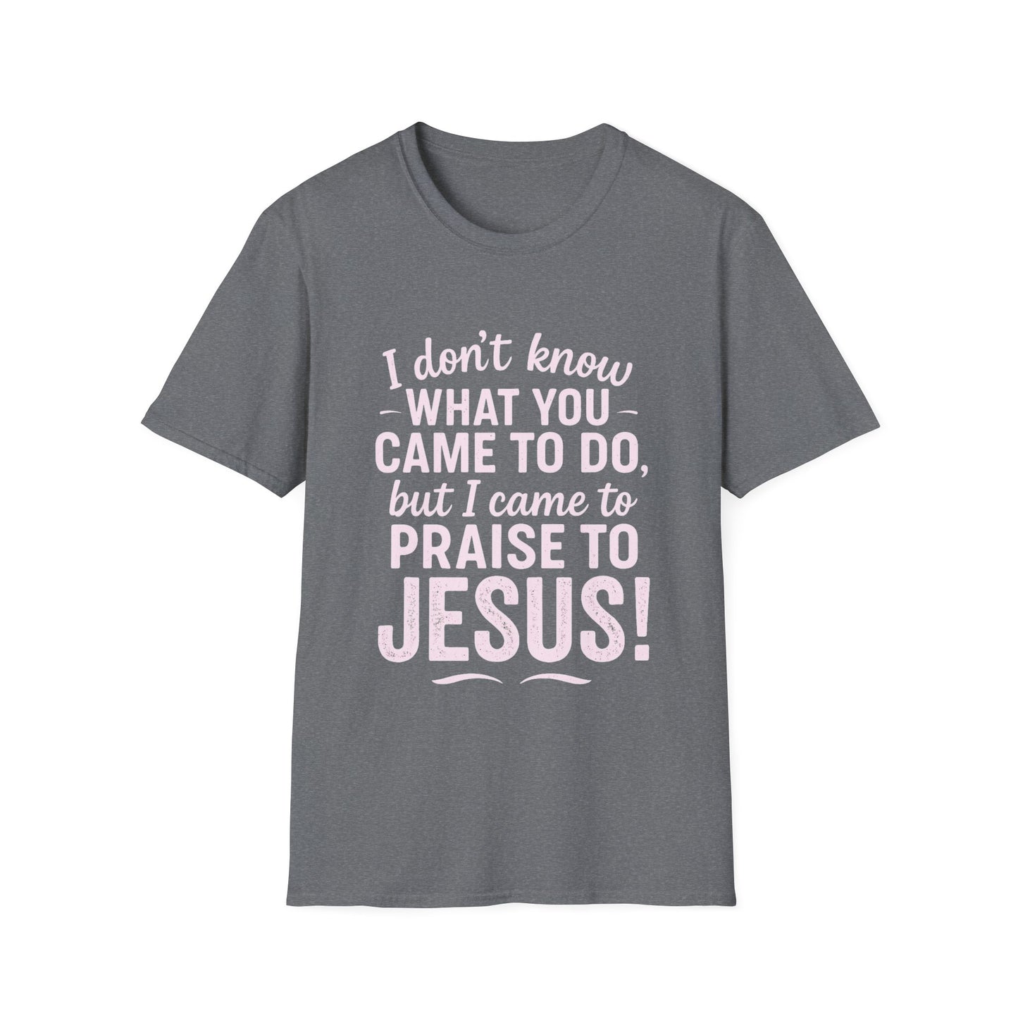 "I Came to Praise Jesus" Relaxed Softstyle Tshirt (Light Pink Logo) - Sweet Baby Jeez Teez