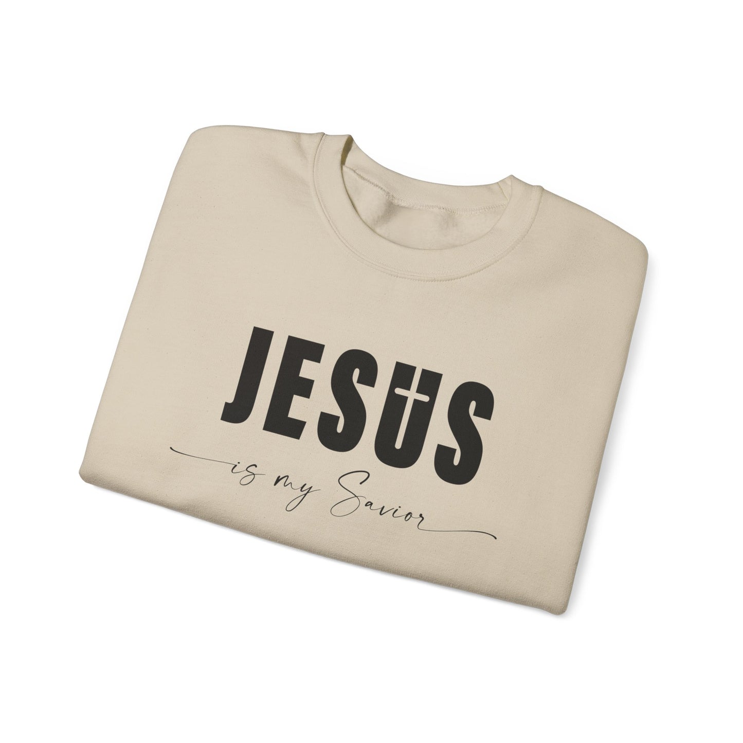 "Jesus is My Savior" Christian Faith Sweatshirt (Black Logo)