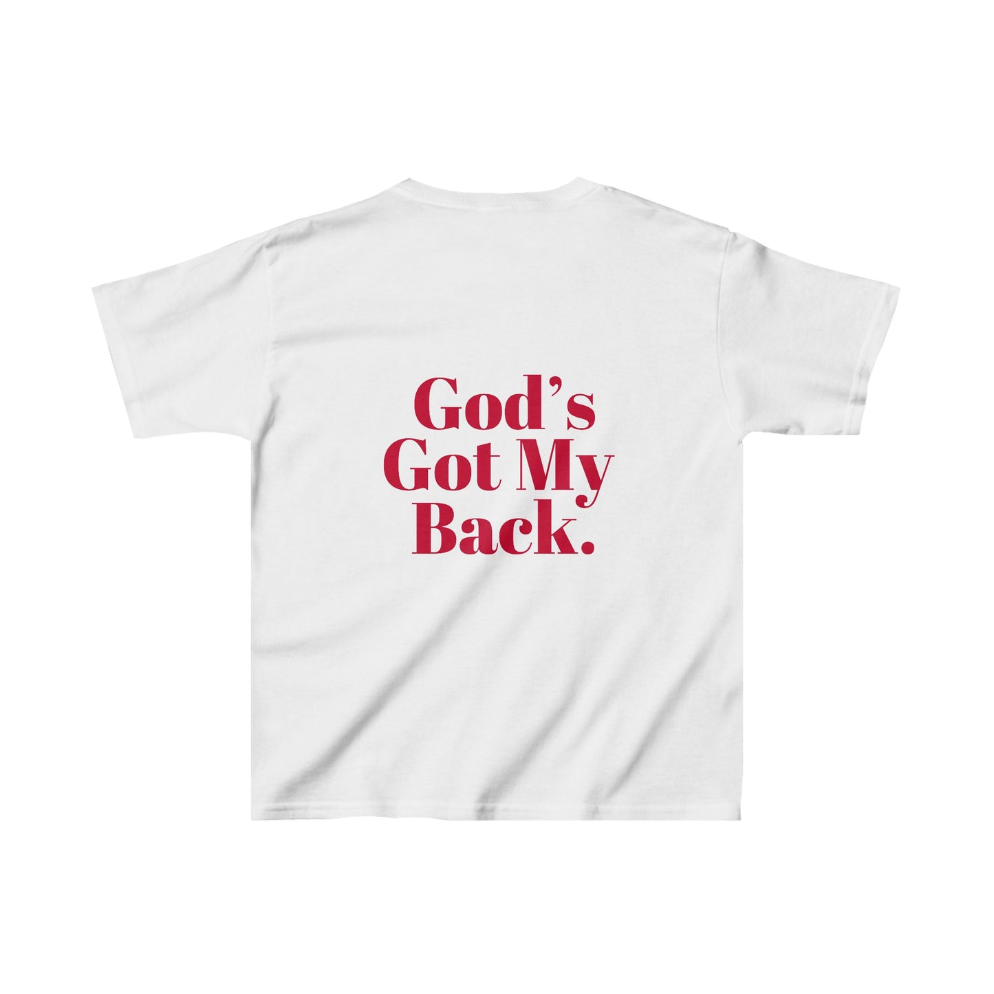 God's Got My Back Boy's Tshirt (Red Logo - Back) - Sweet Baby Jeez Teez