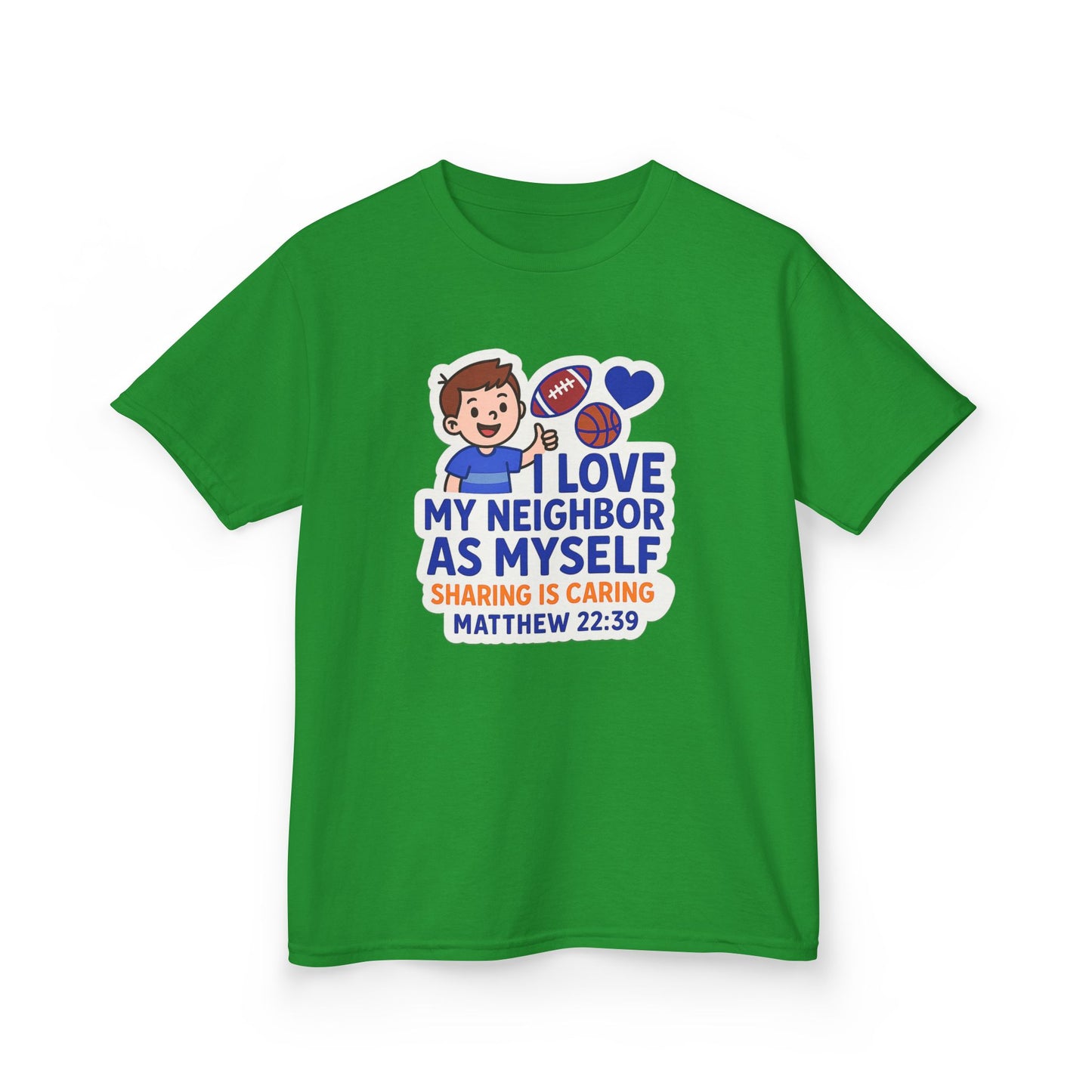 "Love My Neighbor" Sharing is Caring Christian Boy's Bible Verse Sticker Tshirt