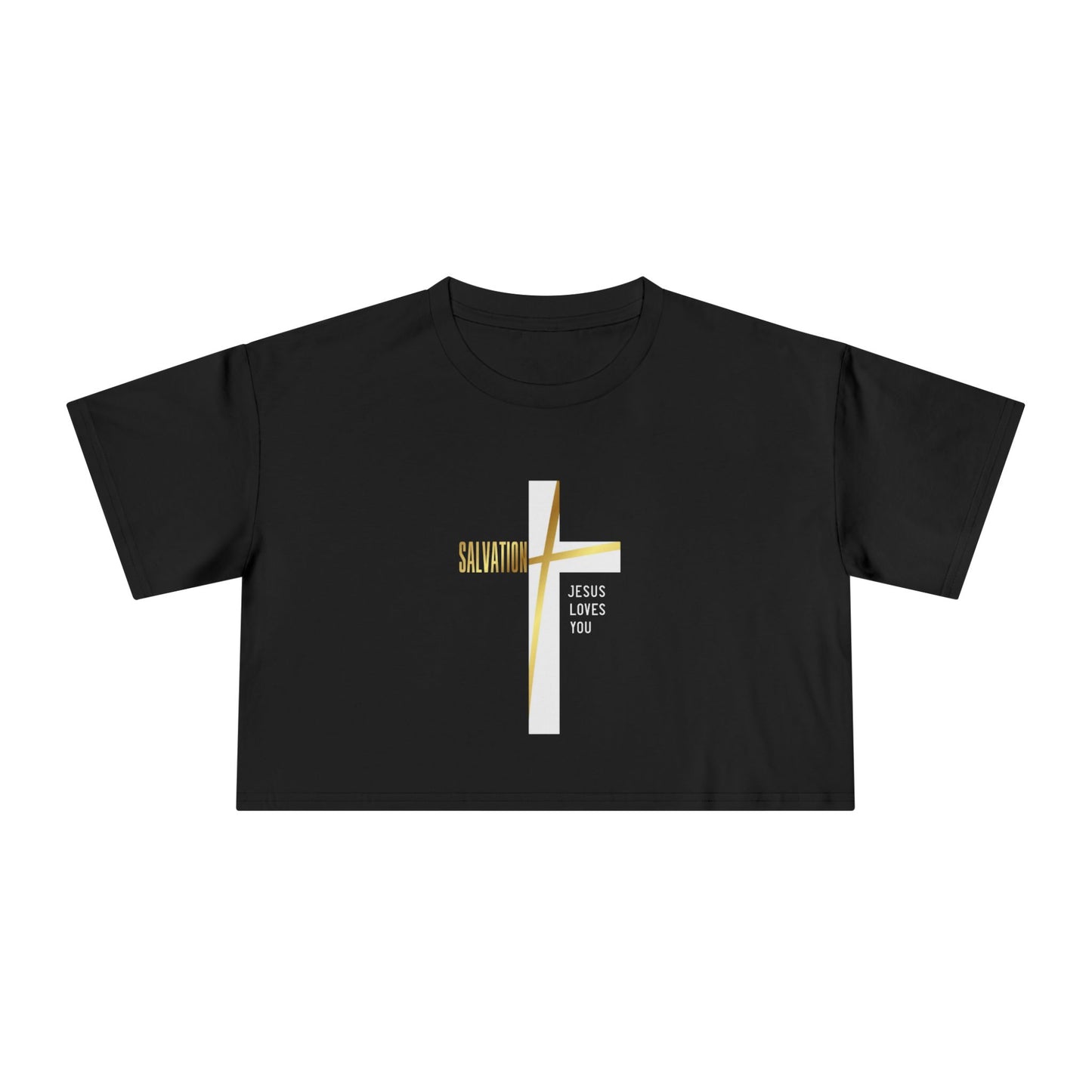 Salvation/Jesus Loves You Faith-Inspired Women's Crop T-Shirt - Sweet Baby Jeez Teez